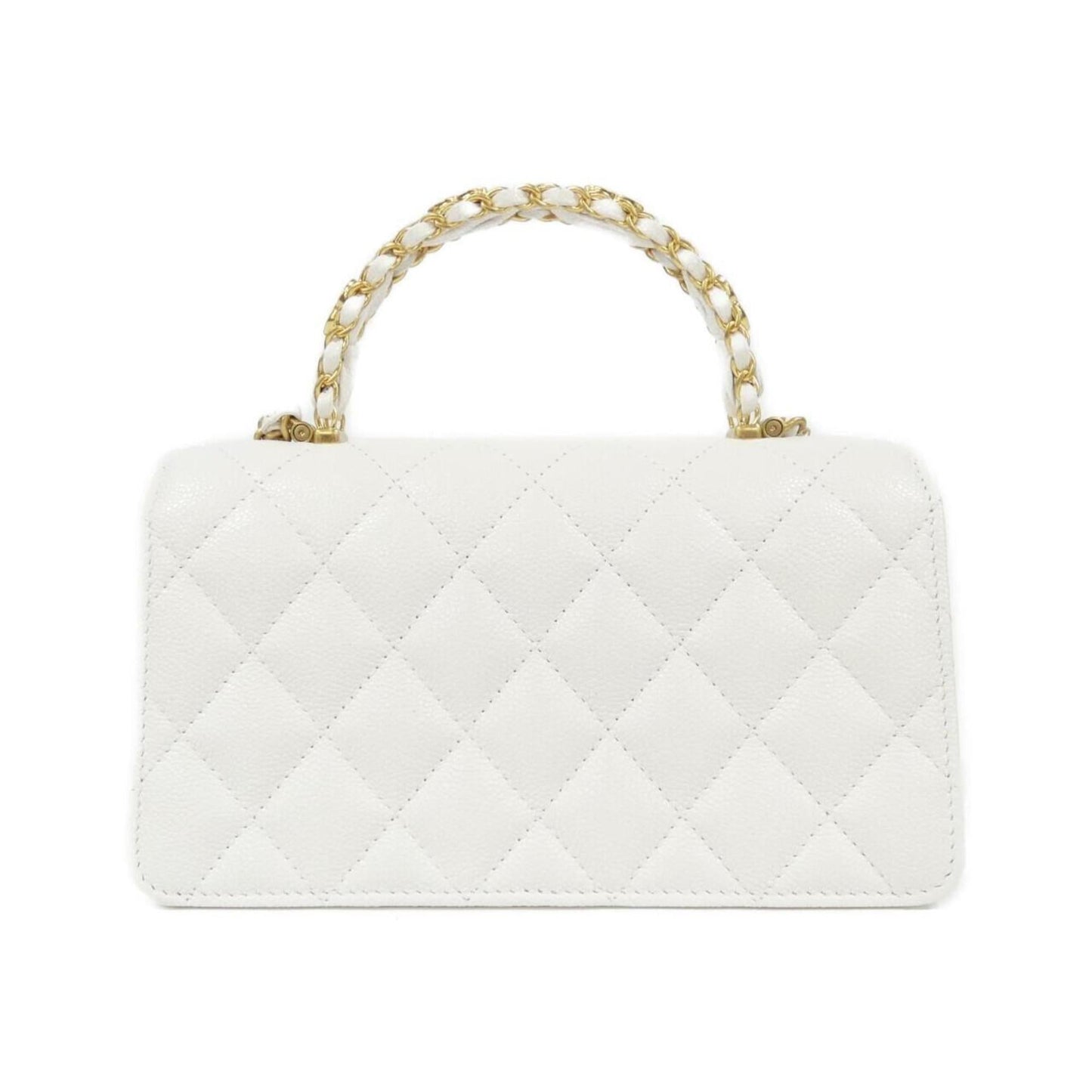 Chanel White Grained Calfskin Clutch Bag