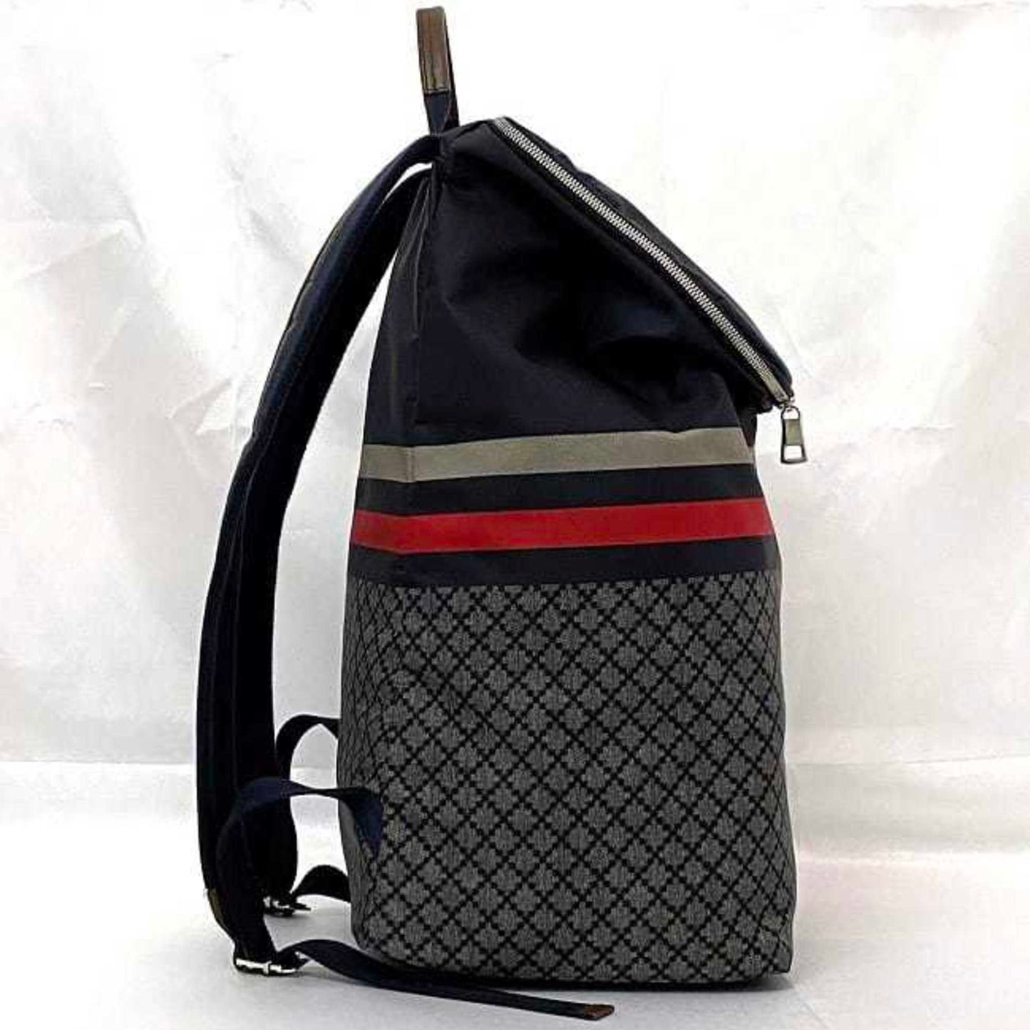 Gucci Diamante Gray Navy Nylon Leather Backpack