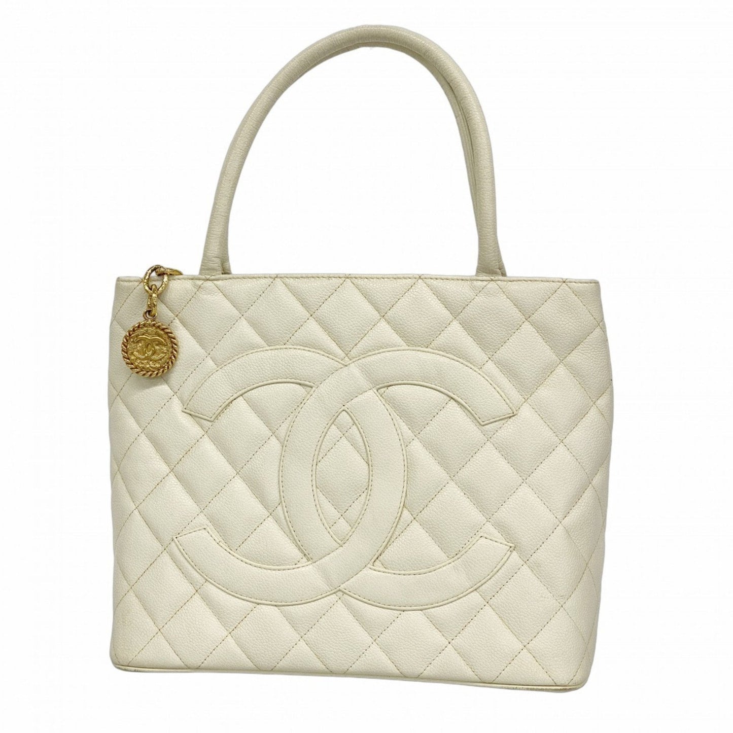 Chanel White Grained Calfskin Tote Bag