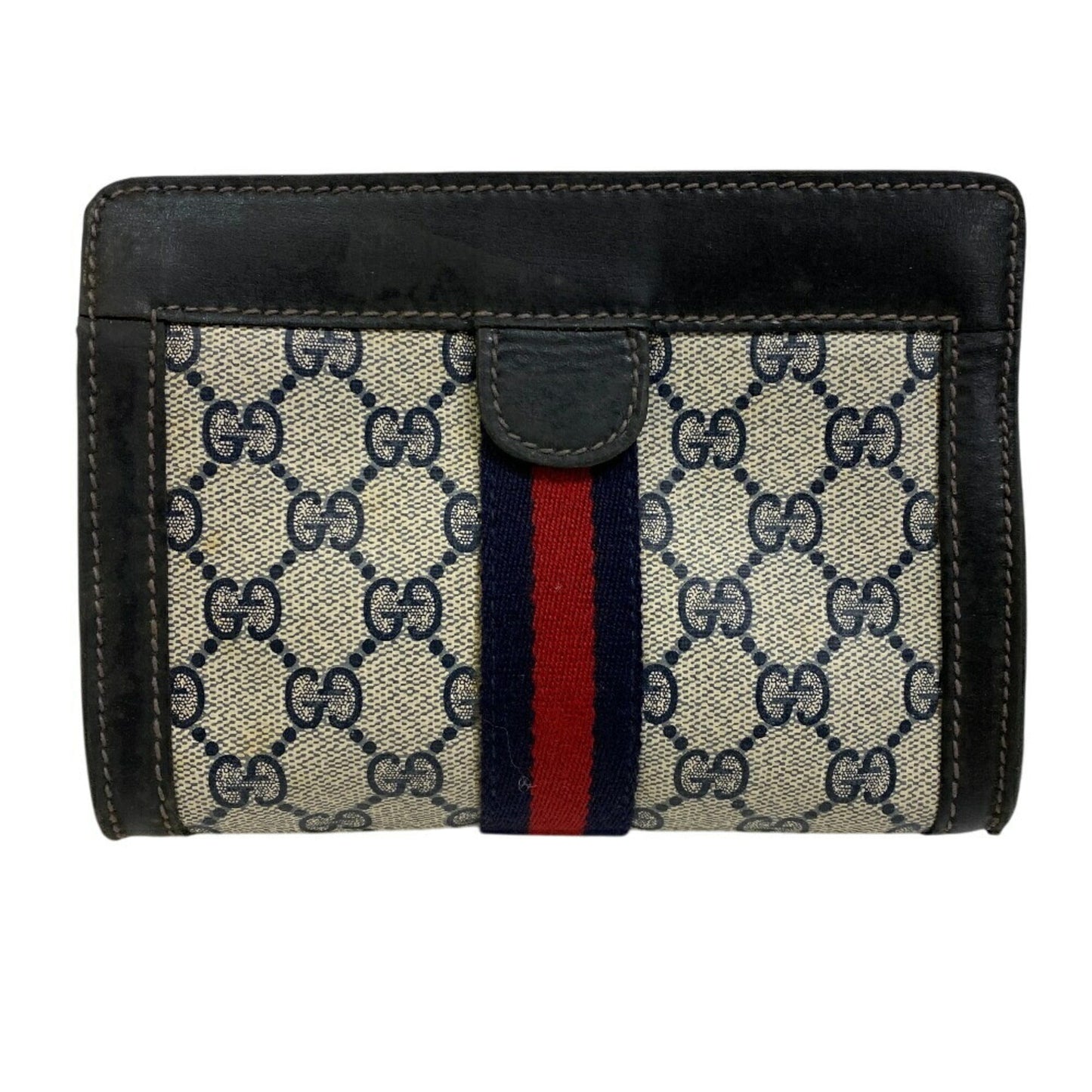 Gucci Brown Navy Gg Supreme Pouch