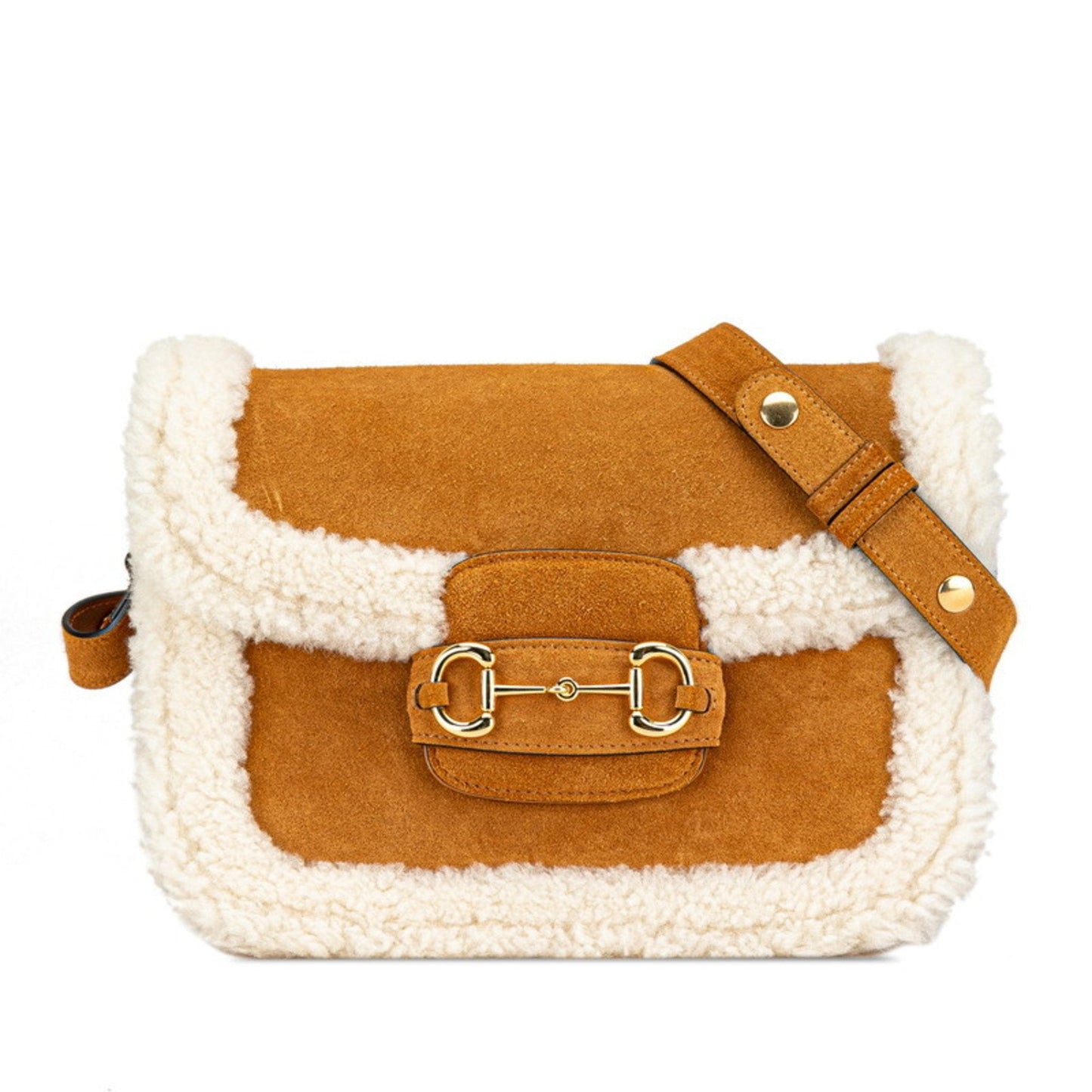 Gucci Beige White Suede Leather Shoulder Bag