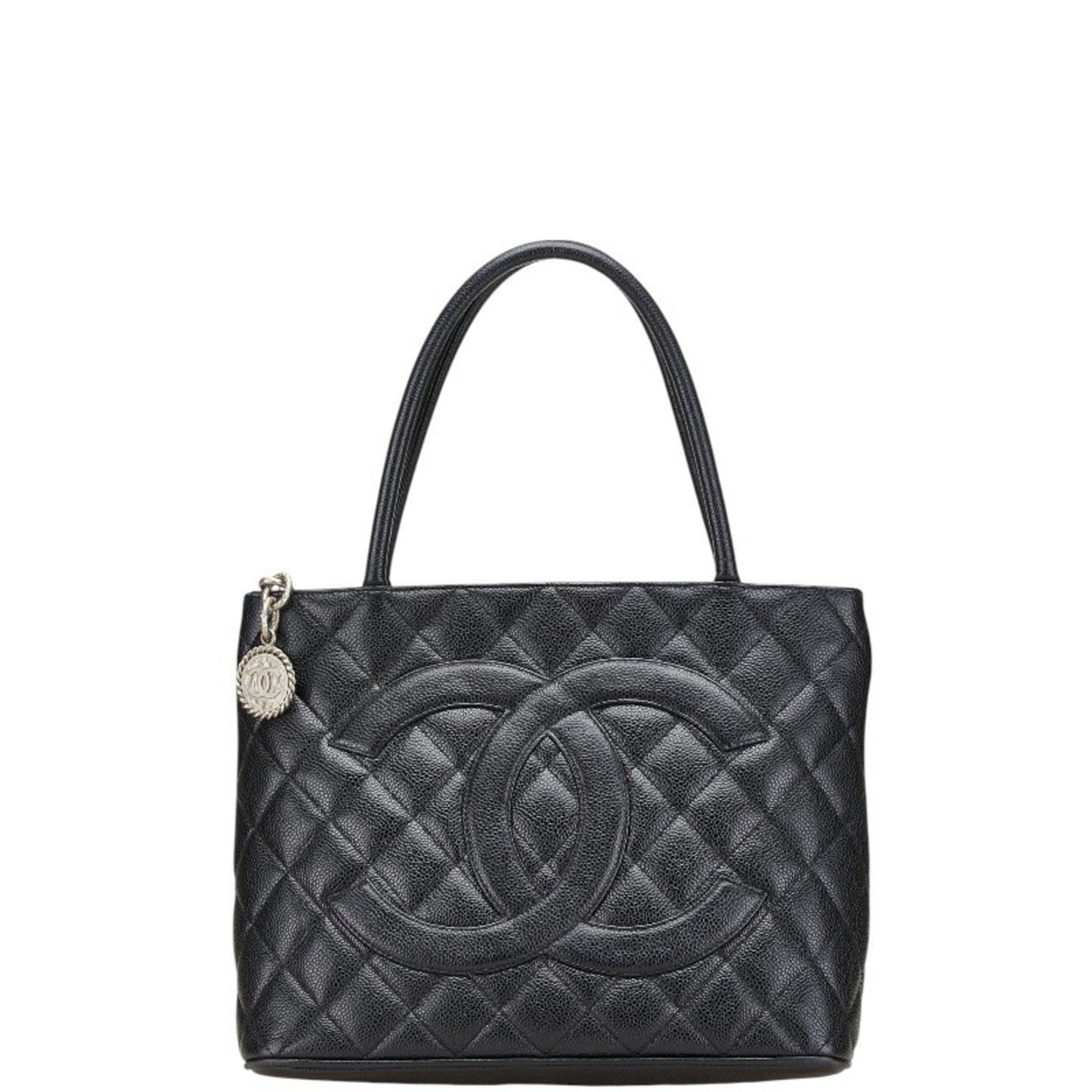 Chanel Black Grained Calfskin Handbag Tote Bag