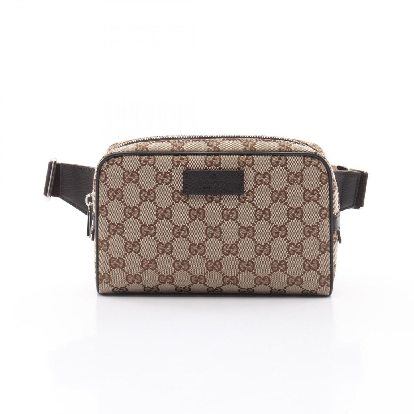 Gucci Beige Brown Gg Canvas Leather Fanny Pack