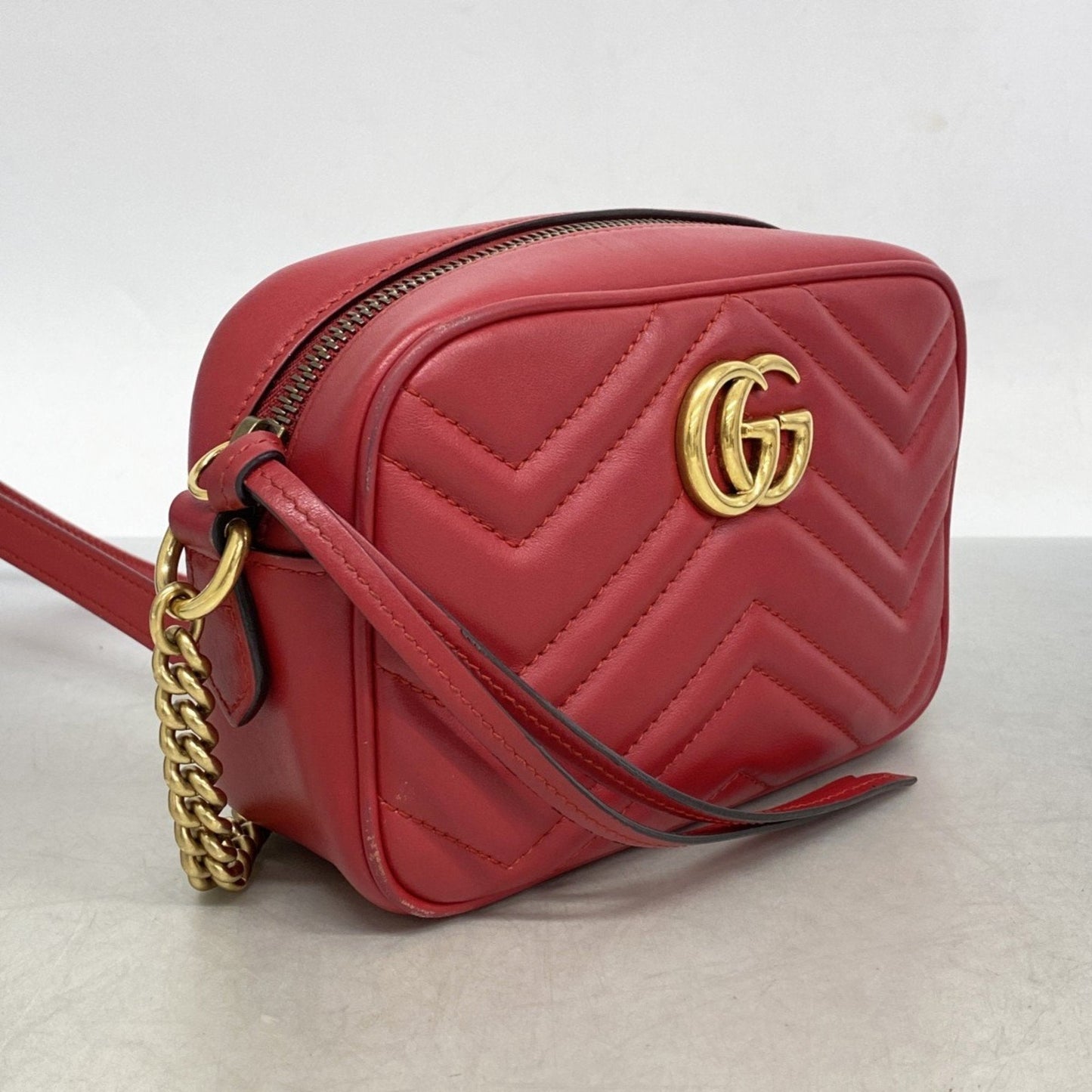 Gucci Red Color Leather Shoulder Bag