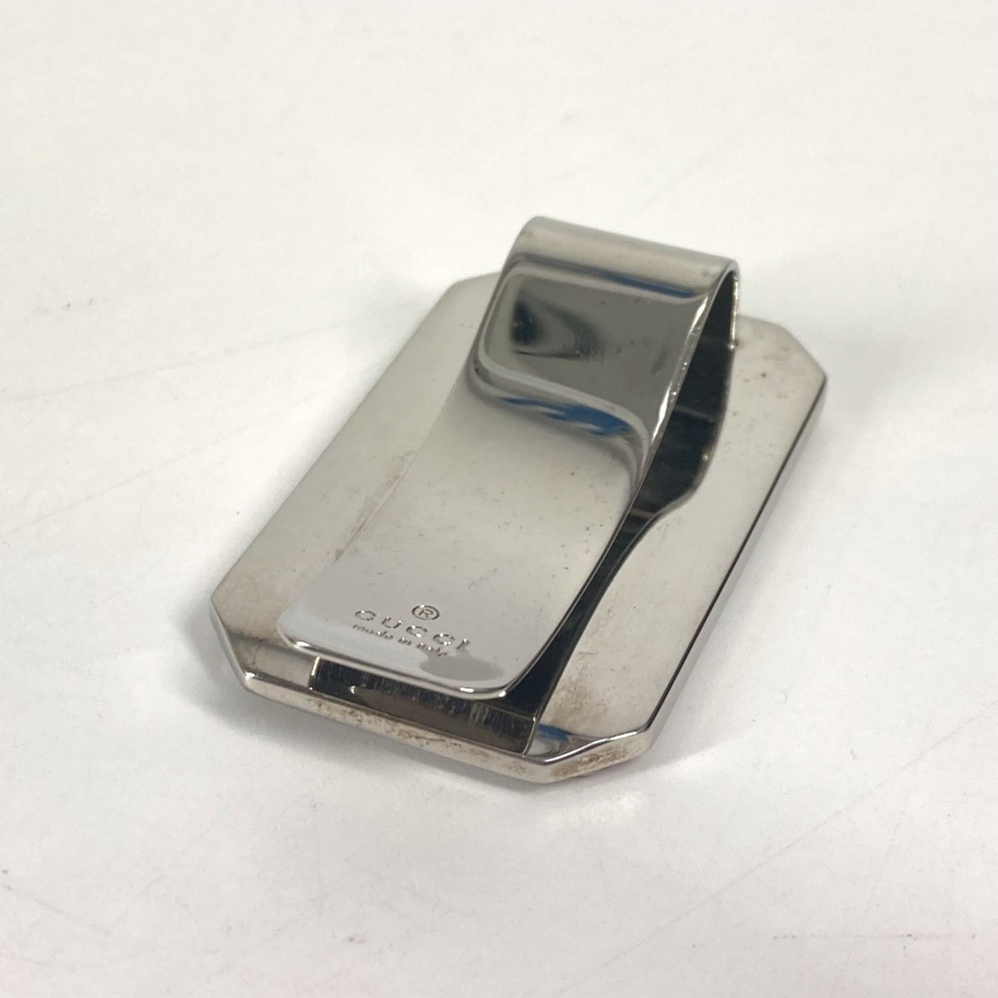 Gucci Blue Silver Gg Leather Money Clip