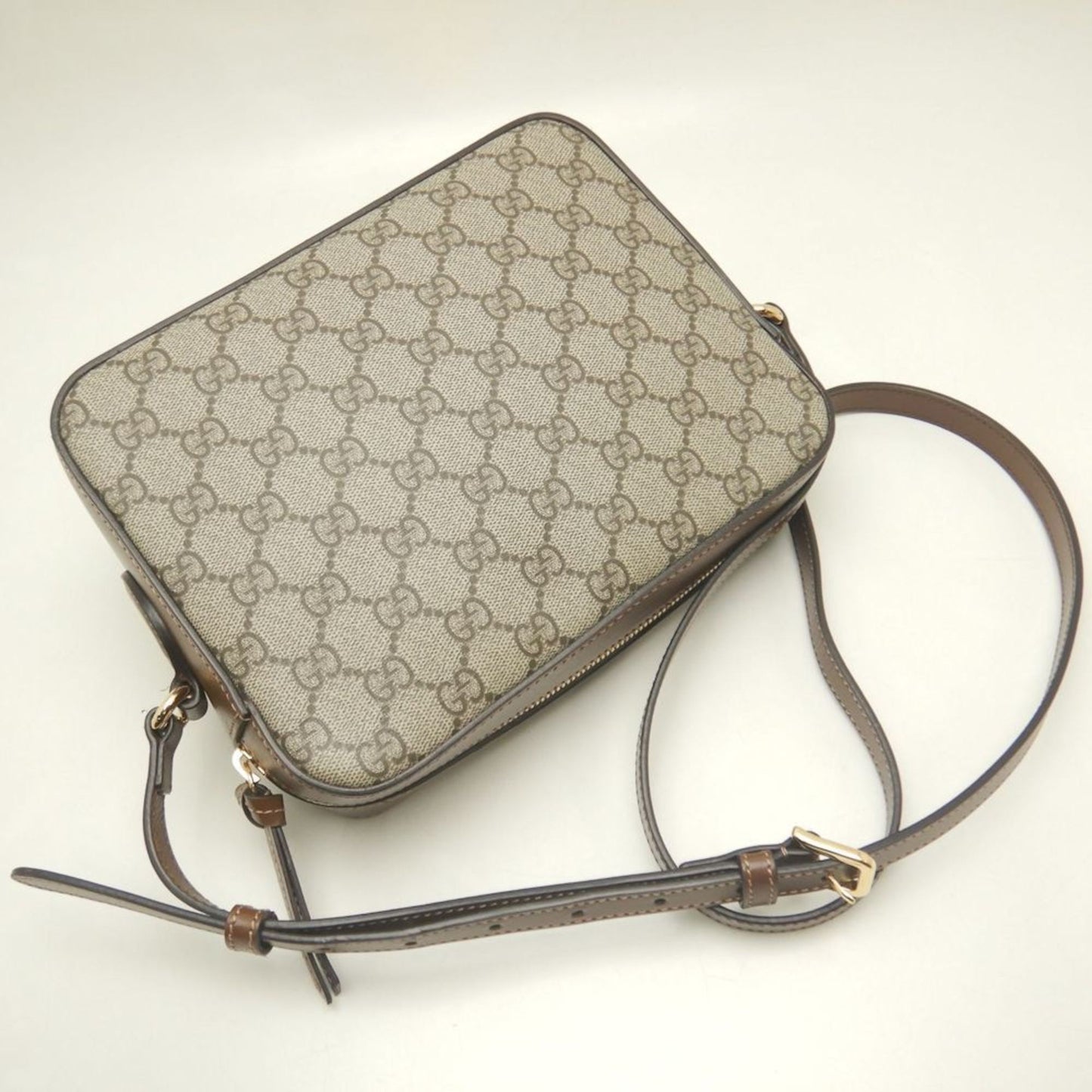 Gucci Horsebit Beige Brown Gg Supreme Leather Shoulder Bag