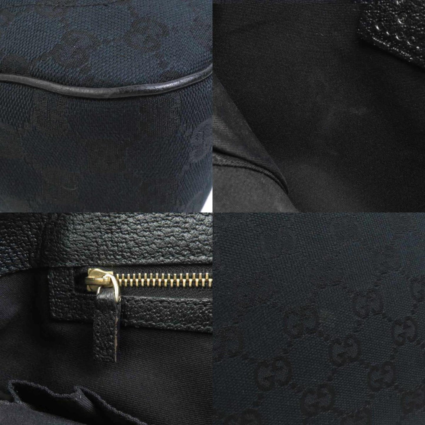 Gucci Black Gg Canvas Leather Handbag