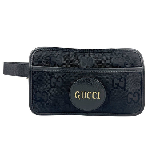 Gucci Black Nylon Canvas Leather Clutch Bag
