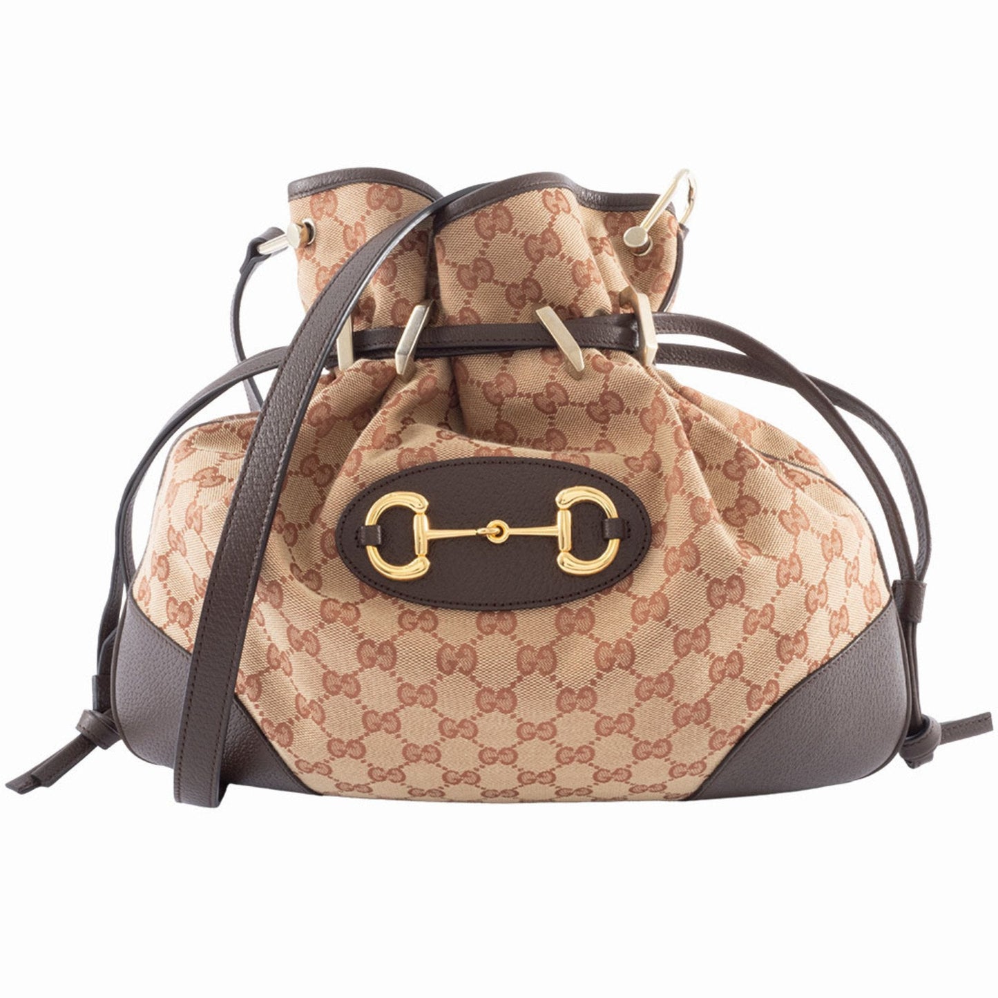 Gucci Beige Brown Gg Canvas Leather Shoulder Bag