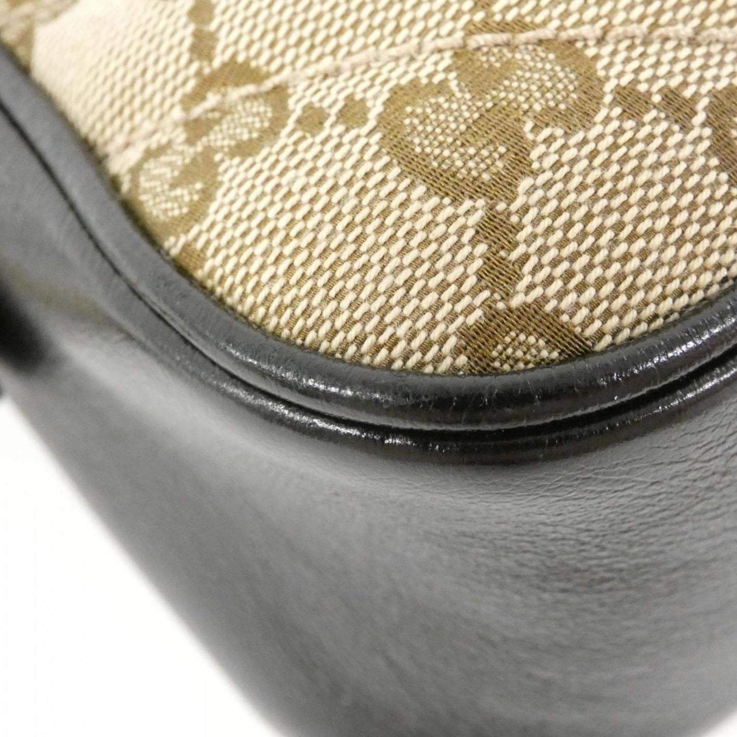 Gucci Gg Marmont Beige Black Gg Canvas Leather Shoulder Bag