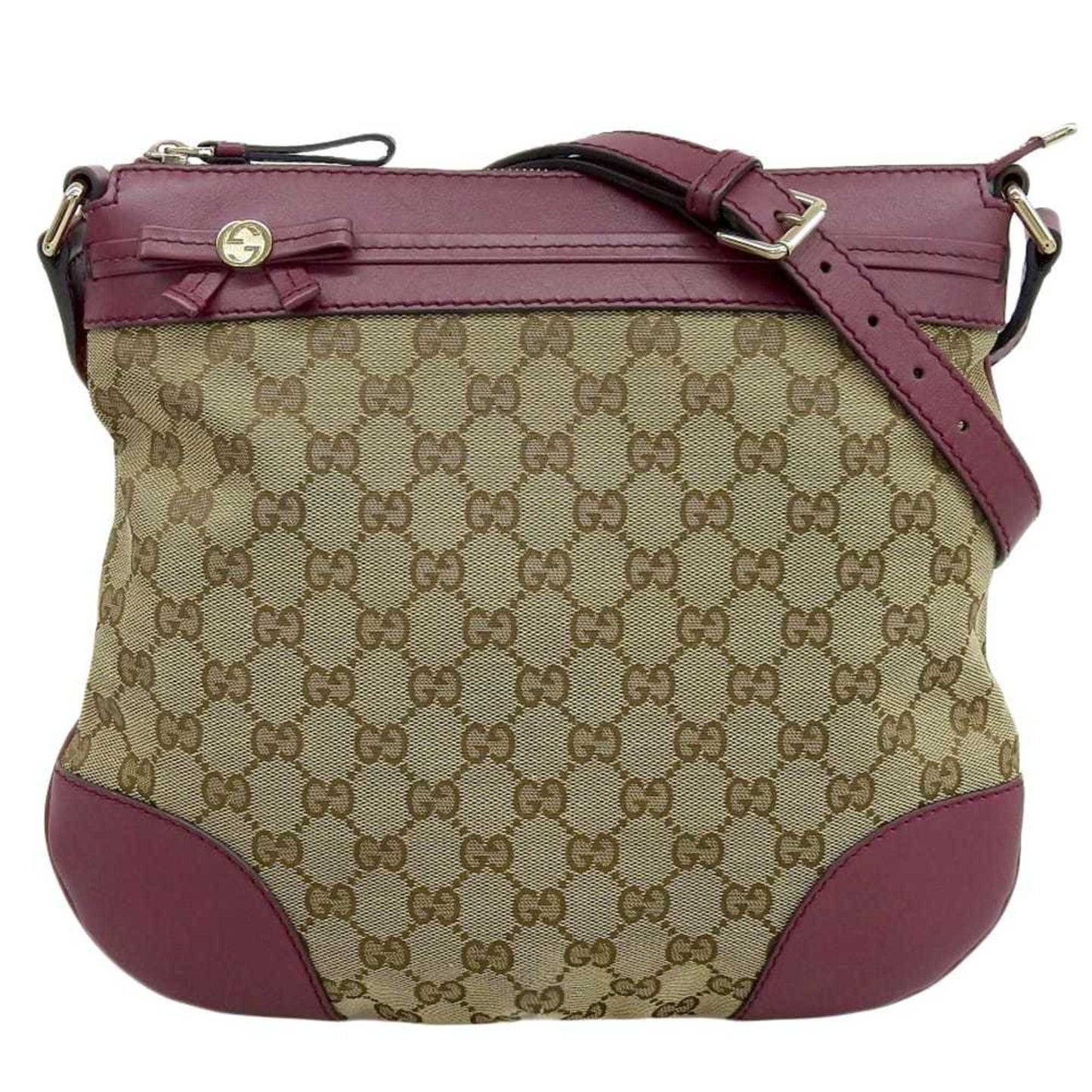 Gucci Beige Red Color Gg Canvas Leather Shoulder Bag