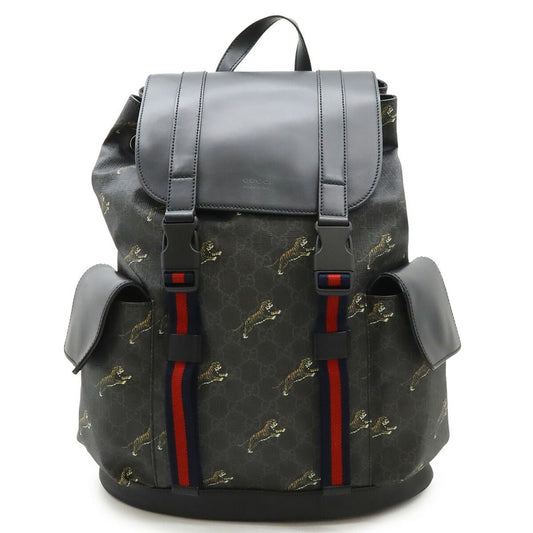 Gucci Sherry Line Black Gray Navy Red Color Pvc Leather Backpack