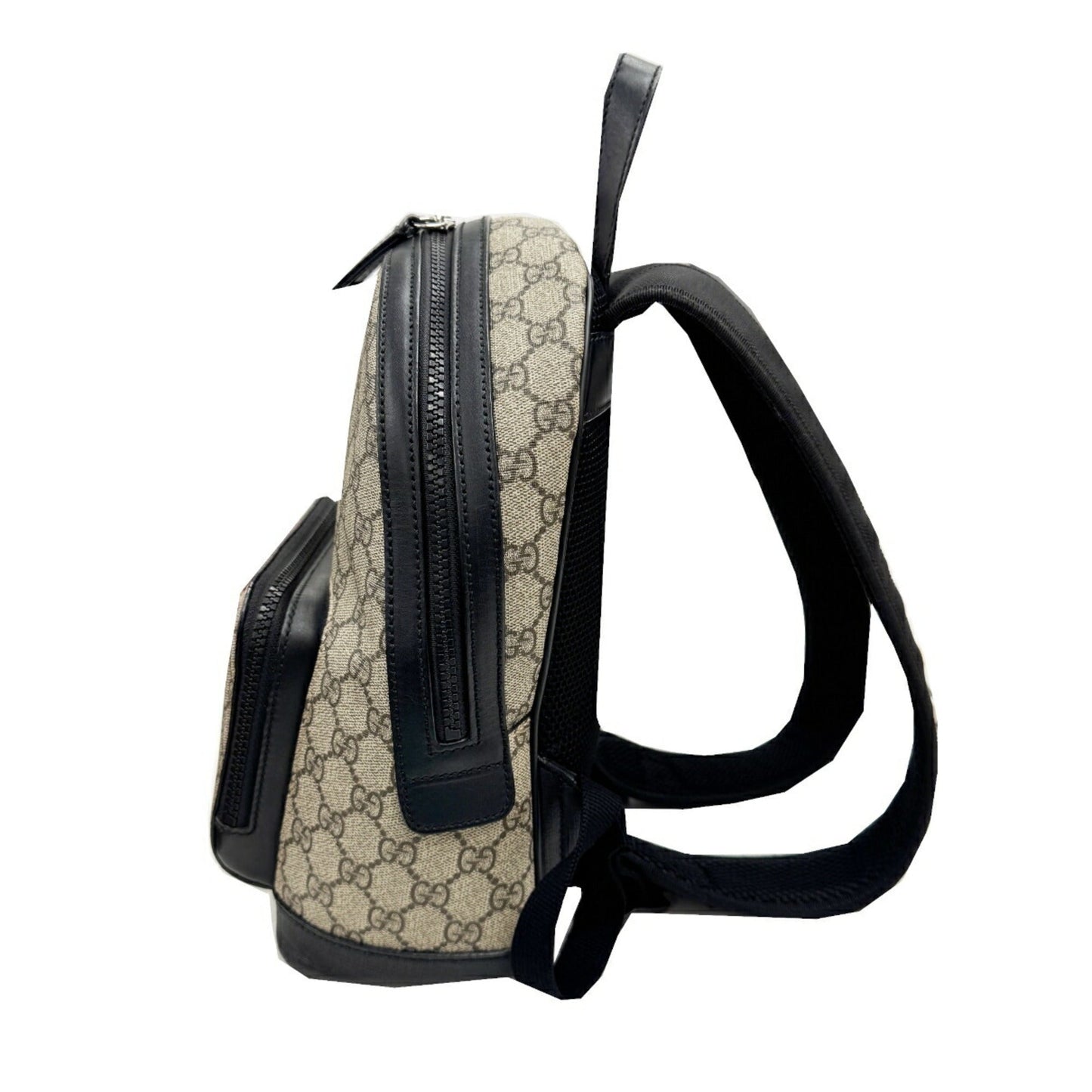 Gucci Beige Black Gg Supreme Leather Backpack