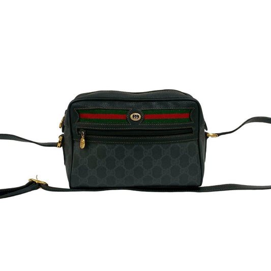Gucci Black Green Red Color Leather Pvc Pochette Shoulder Bag