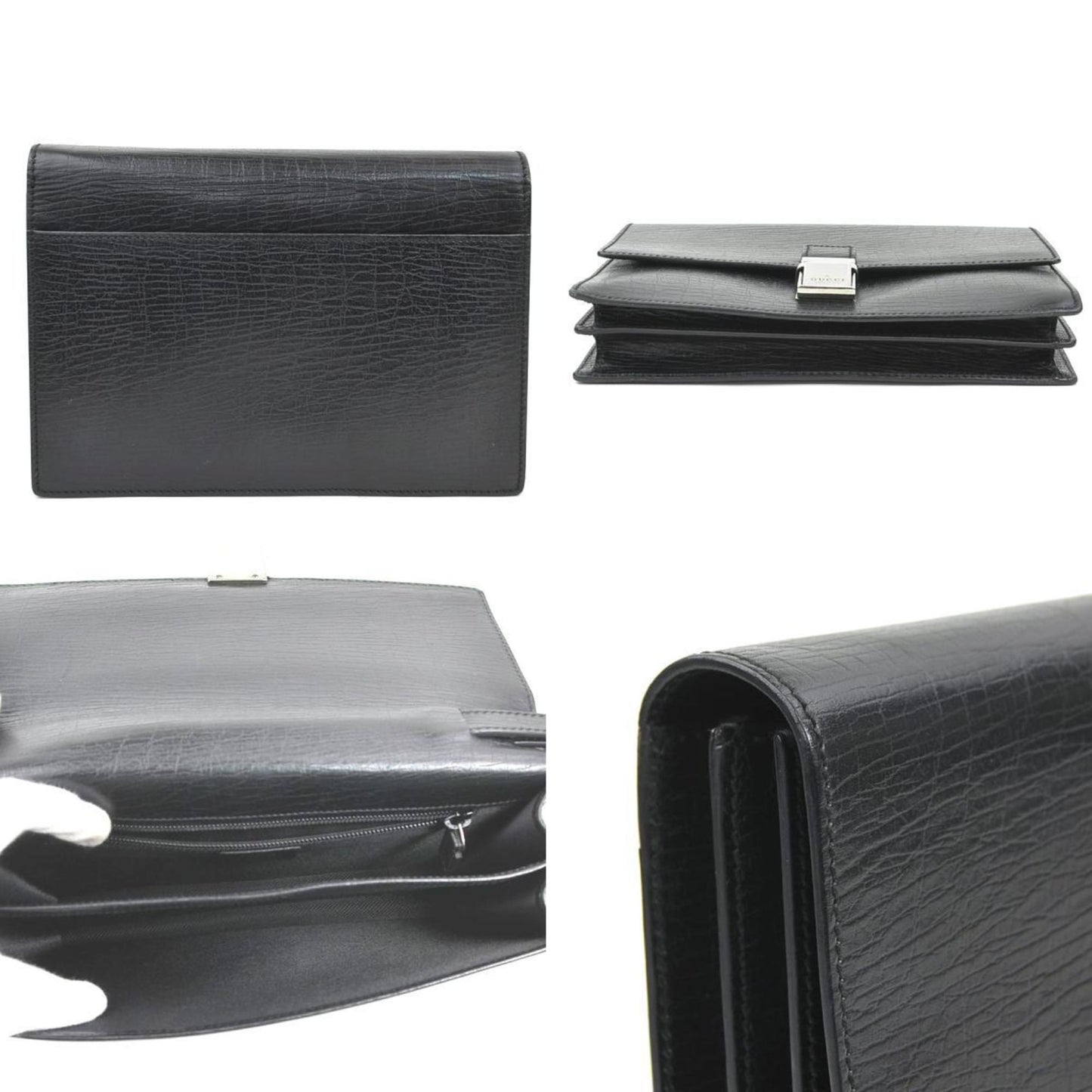 Gucci Black Leather Clutch Bag