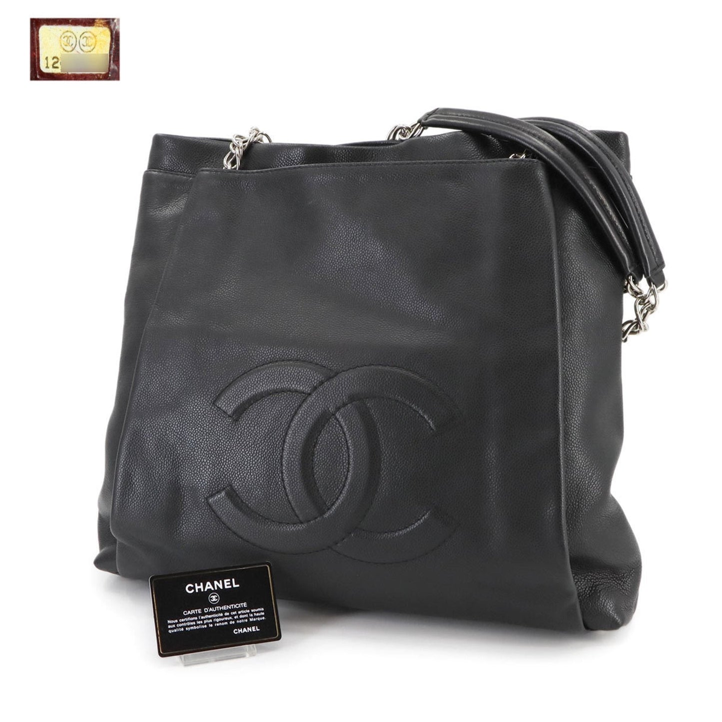 Chanel Black Grained Calfskin Tote Bag