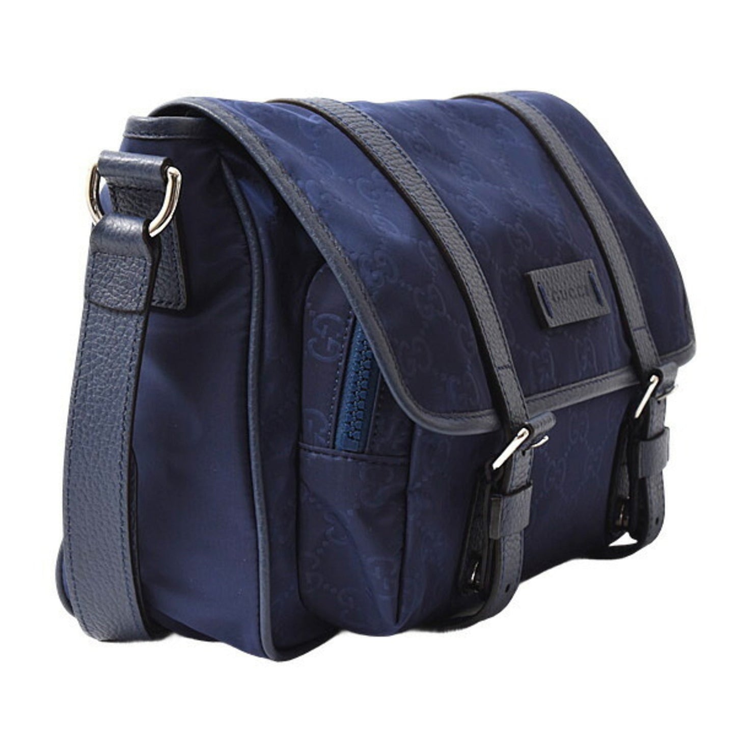 Gucci Navy Nylon Leather Shoulder Bag