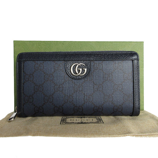Gucci Navy Gg Supreme Long Wallet (Bi-Fold)