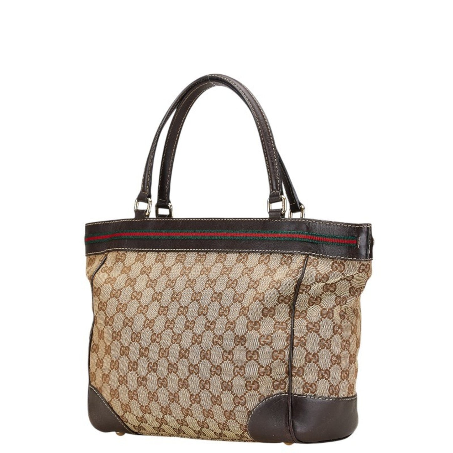 Gucci Beige Canvas Leather Tote Bag