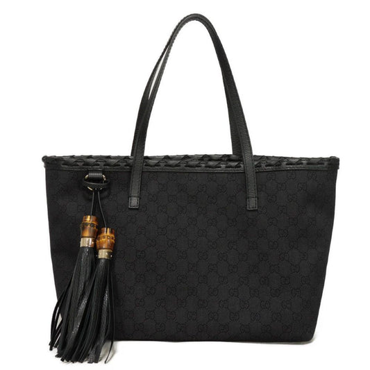 Gucci Black Denim Leather Shoulder Bag Tote Bag