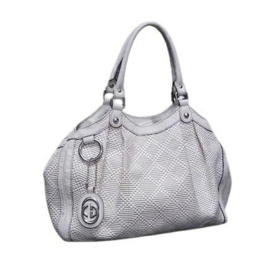 Gucci Ivory Straw Leather Handbag Shoulder Bag Tote Bag