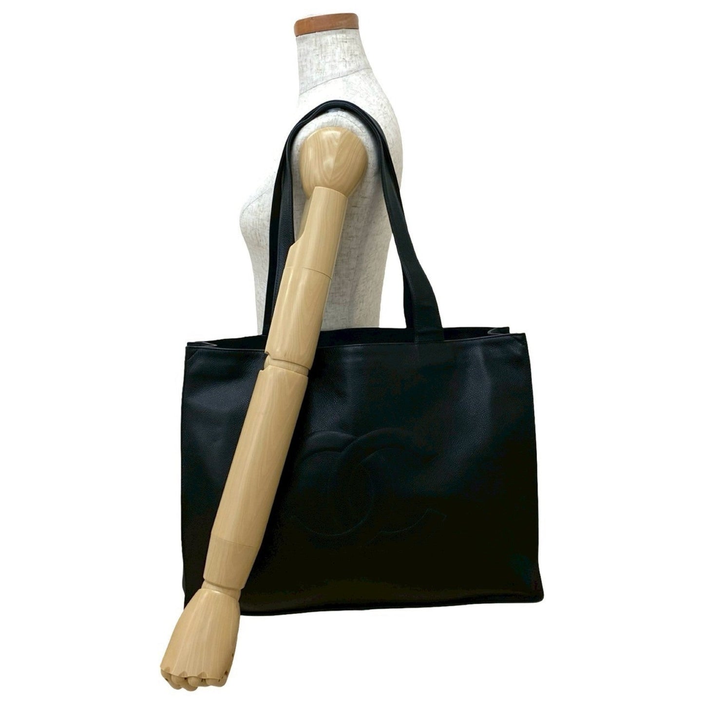 Chanel Black Grained Calfskin Shoulder Bag Tote Bag