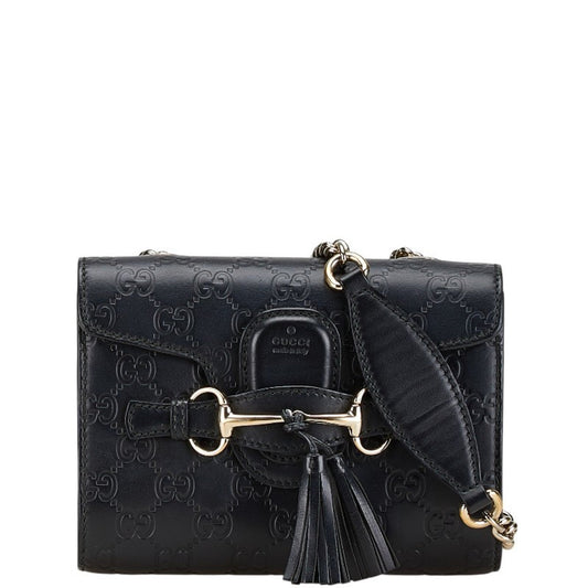 Gucci Horsebit Black Leather Shoulder Bag