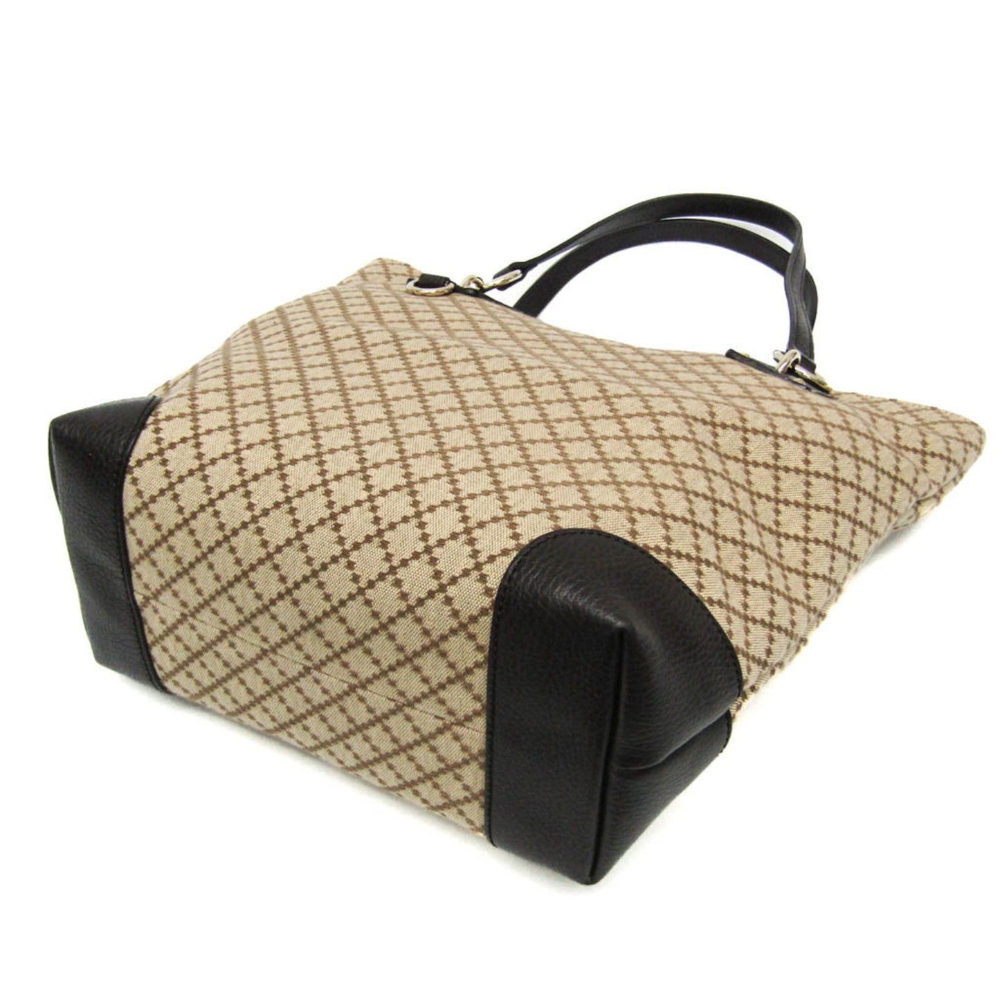 Gucci Diamante Beige Brown Canvas Leather Tote Bag