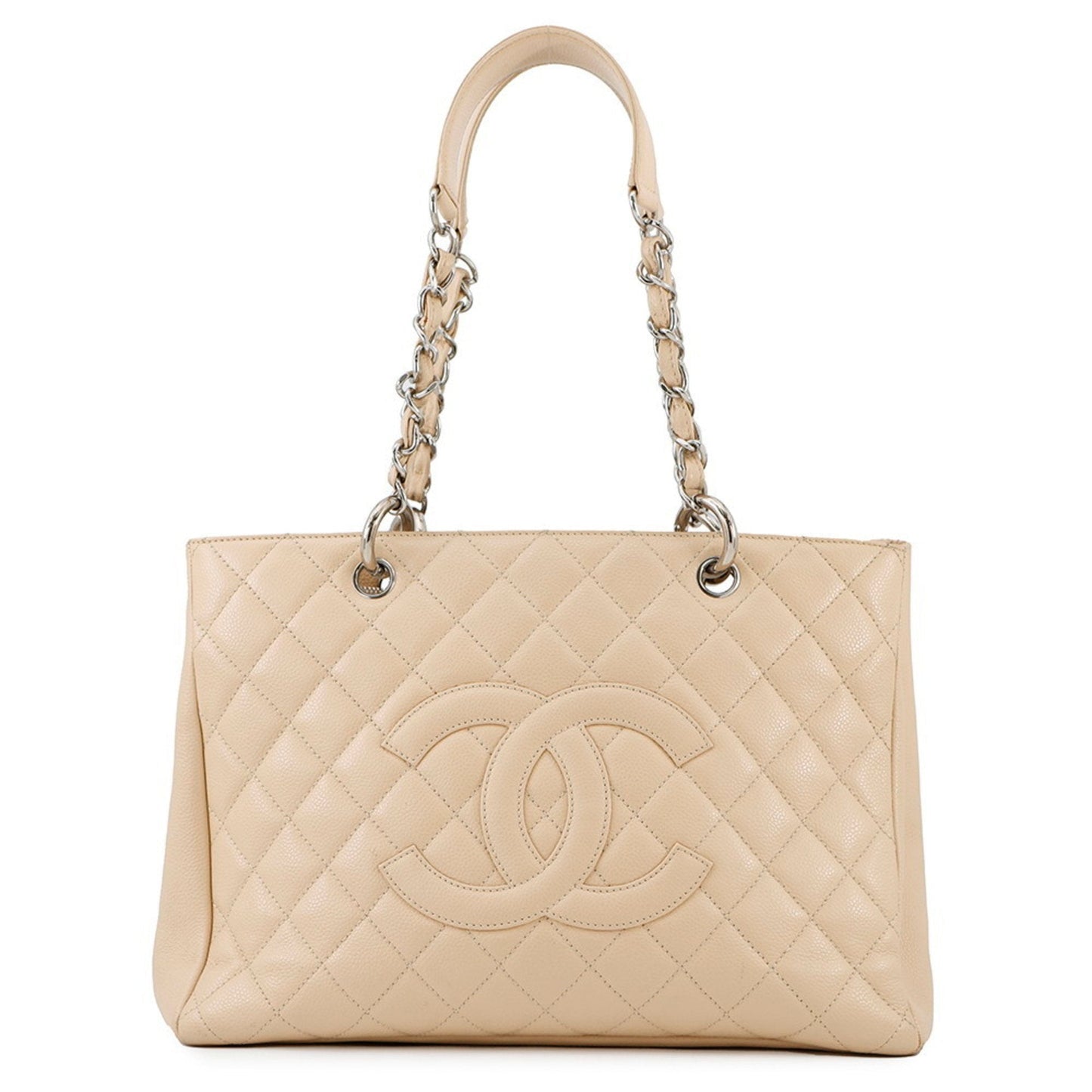 Chanel Matelasse Beige Grained Calfskin Tote Bag