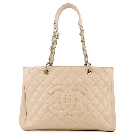 Chanel Matelasse Beige Grained Calfskin Tote Bag