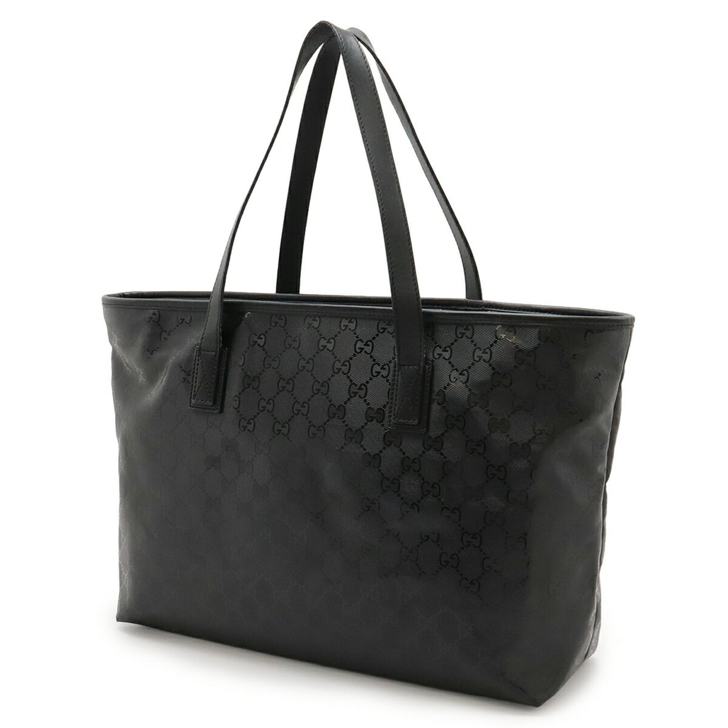 Gucci Black Coated Canvas Leather Shoulder Bag Tote Bag