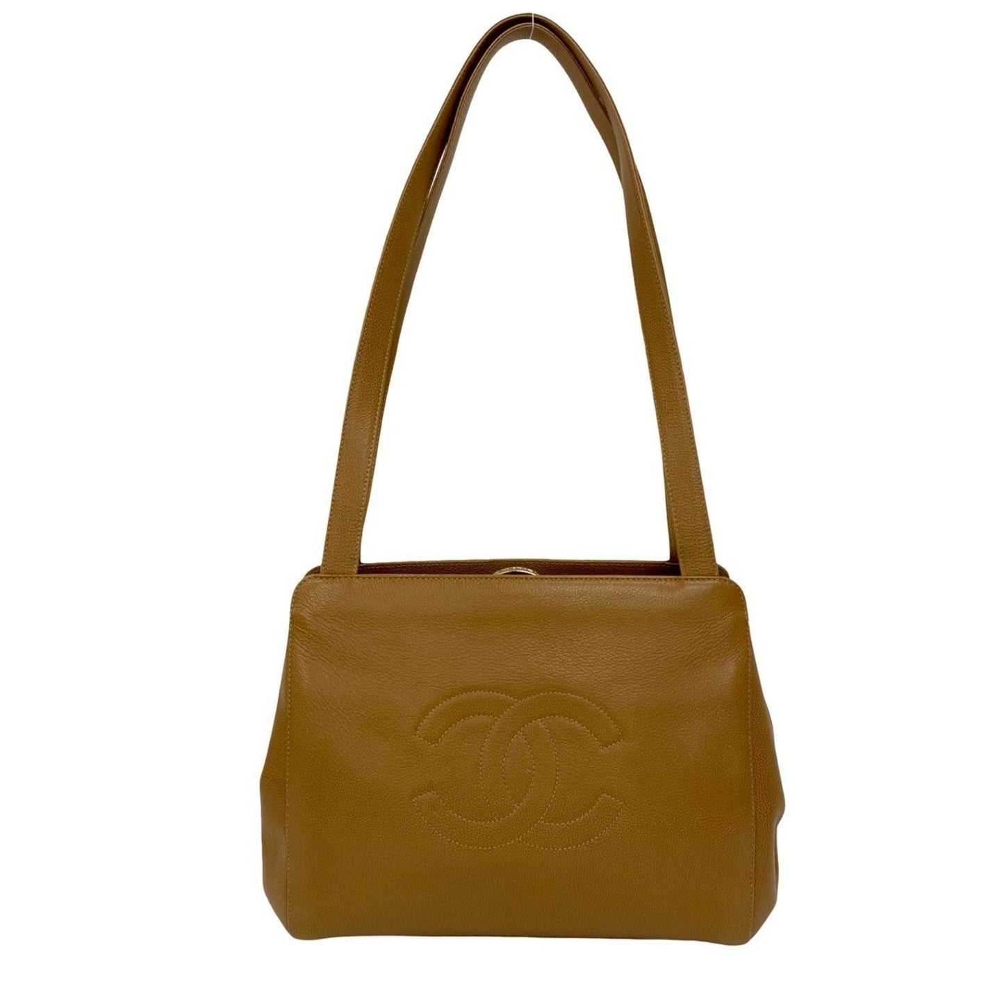 Chanel Beige Grained Calfskin Shoulder Bag Tote Bag