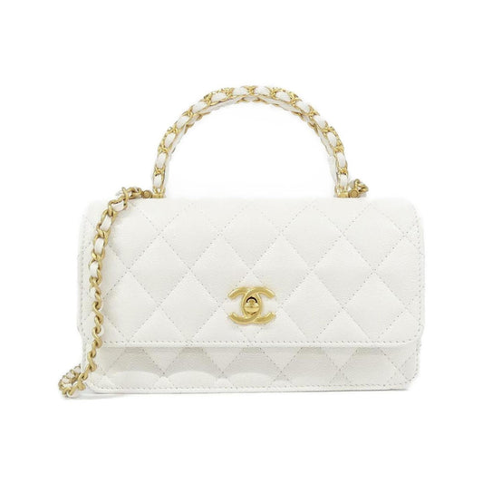 Chanel White Grained Calfskin Clutch Bag
