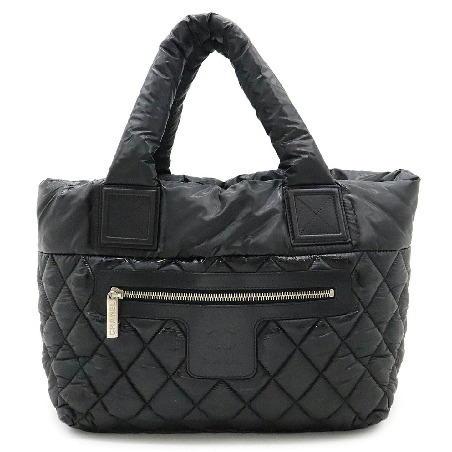 Chanel Black Nylon Leather Handbag Tote Bag