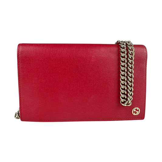 Gucci Gold Red Color Leather Metal Shoulder Bag