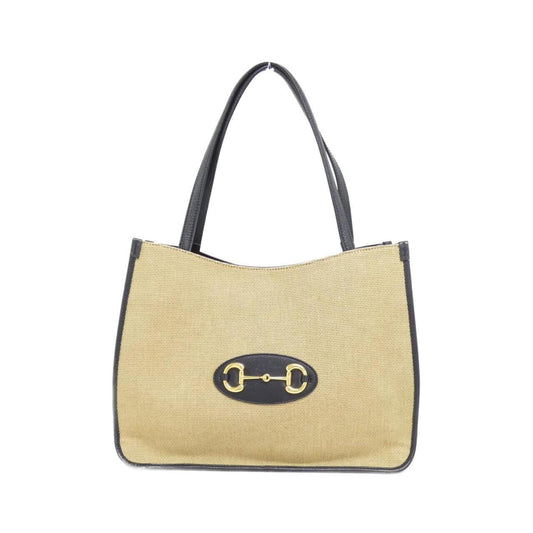 Gucci Beige Navy Canvas Leather Handbag