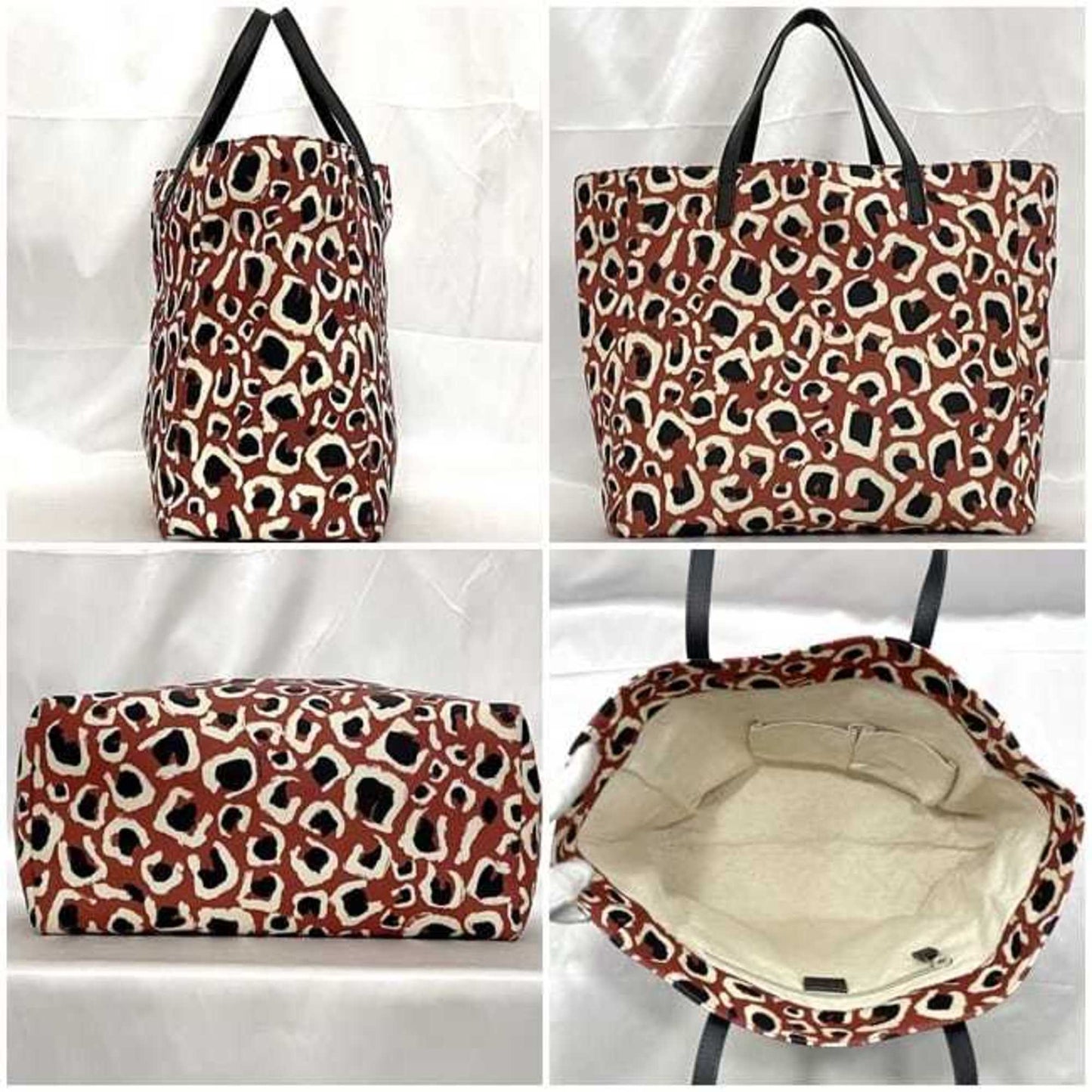 Gucci Black Red Color Canvas Leather Handbag Tote Bag