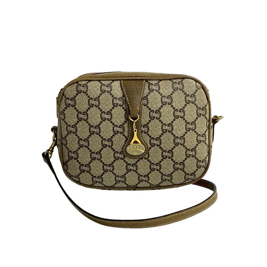 Gucci Brown Leather Pvc Pochette Shoulder Bag