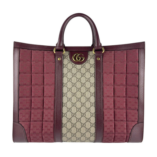 Gucci Bordeaux Leather Gg Supreme Quilting Handbag Shoulder Bag