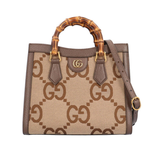 Gucci Brown Bamboo Gg Canvas Leather Shoulder Bag