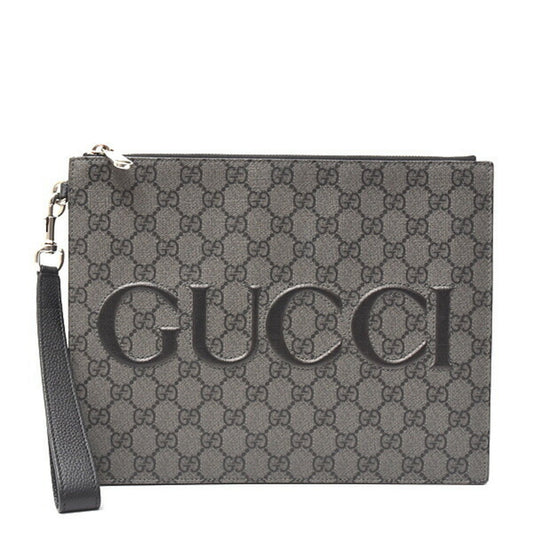 Gucci Gray Gg Supreme Clutch Bag
