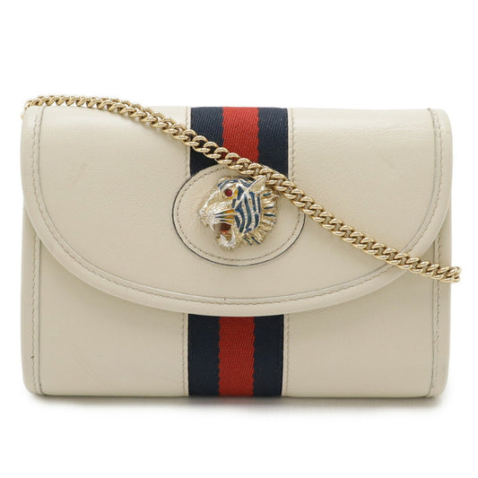 Gucci Ivory Navy Red Color Leather Clutch Bag Shoulder Bag