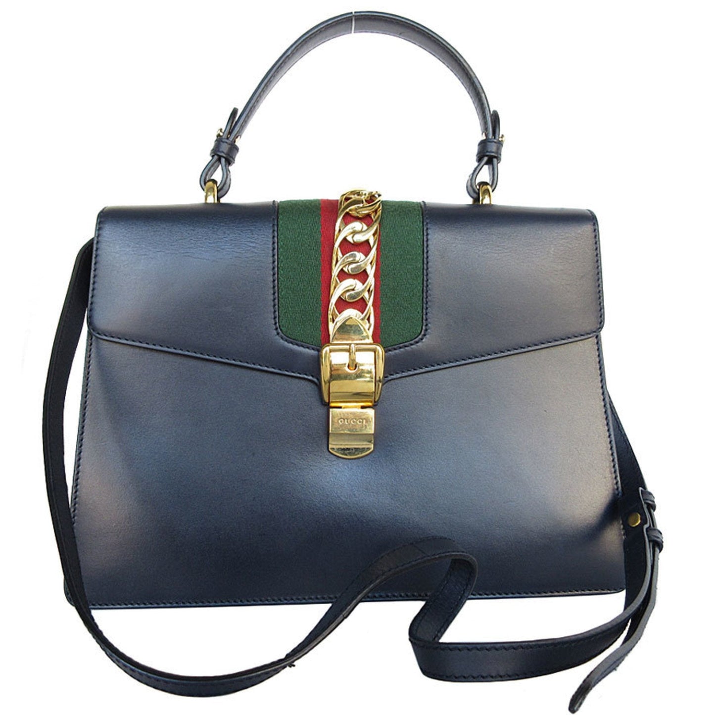 Gucci Navy Leather Handbag Shoulder Bag