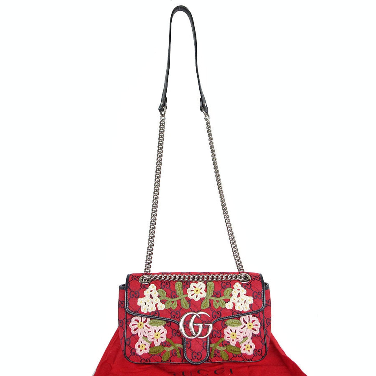 Gucci Red Color Gg Canvas Shoulder Bag
