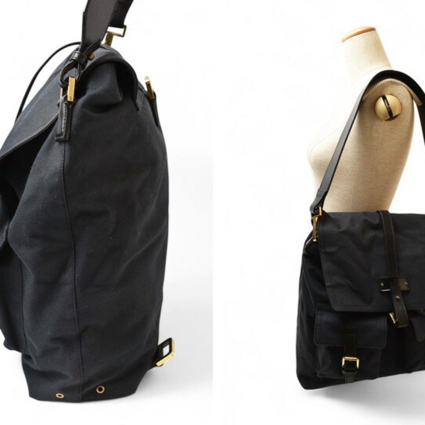 Gucci Black Cotton Canvas Shoulder Bag Sling Bag