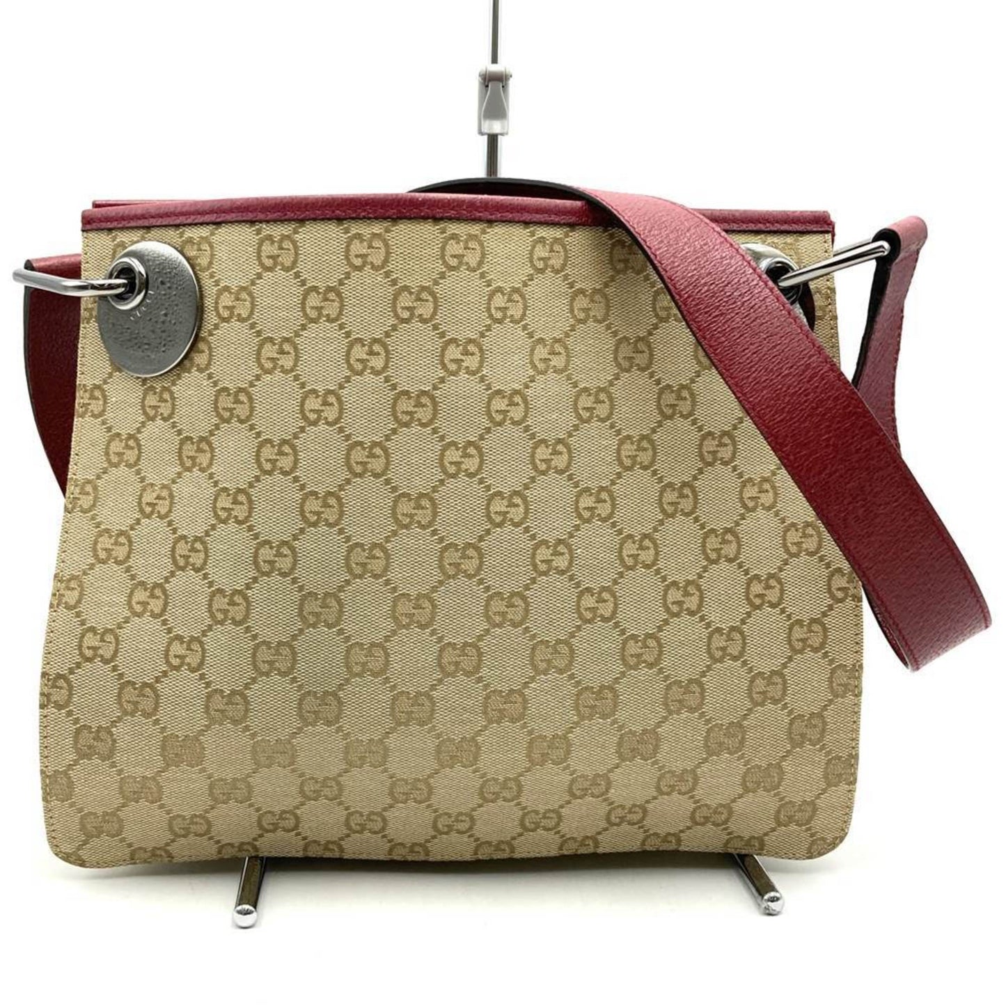Gucci Gg Canvas Beige Gg Canvas Leather Shoulder Bag