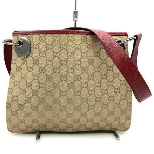 Gucci Gg Canvas Beige Gg Canvas Leather Shoulder Bag