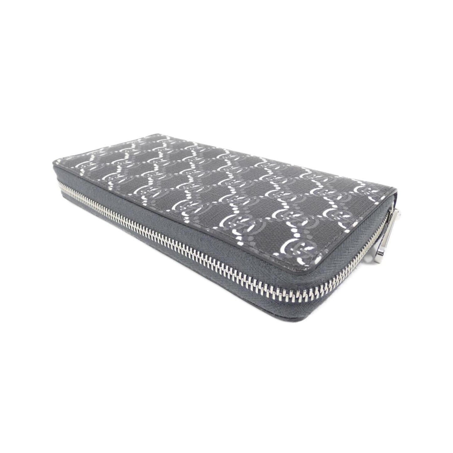 Gucci Gray White Coated Canvas Long Wallet (Bi-Fold)