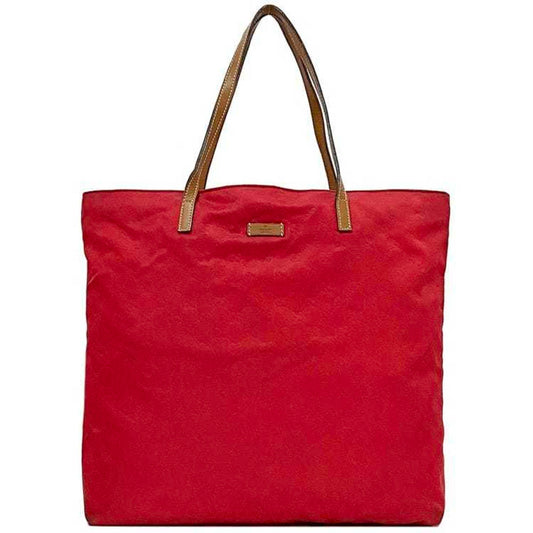 Gucci Red Color Nylon Leather Tote Bag