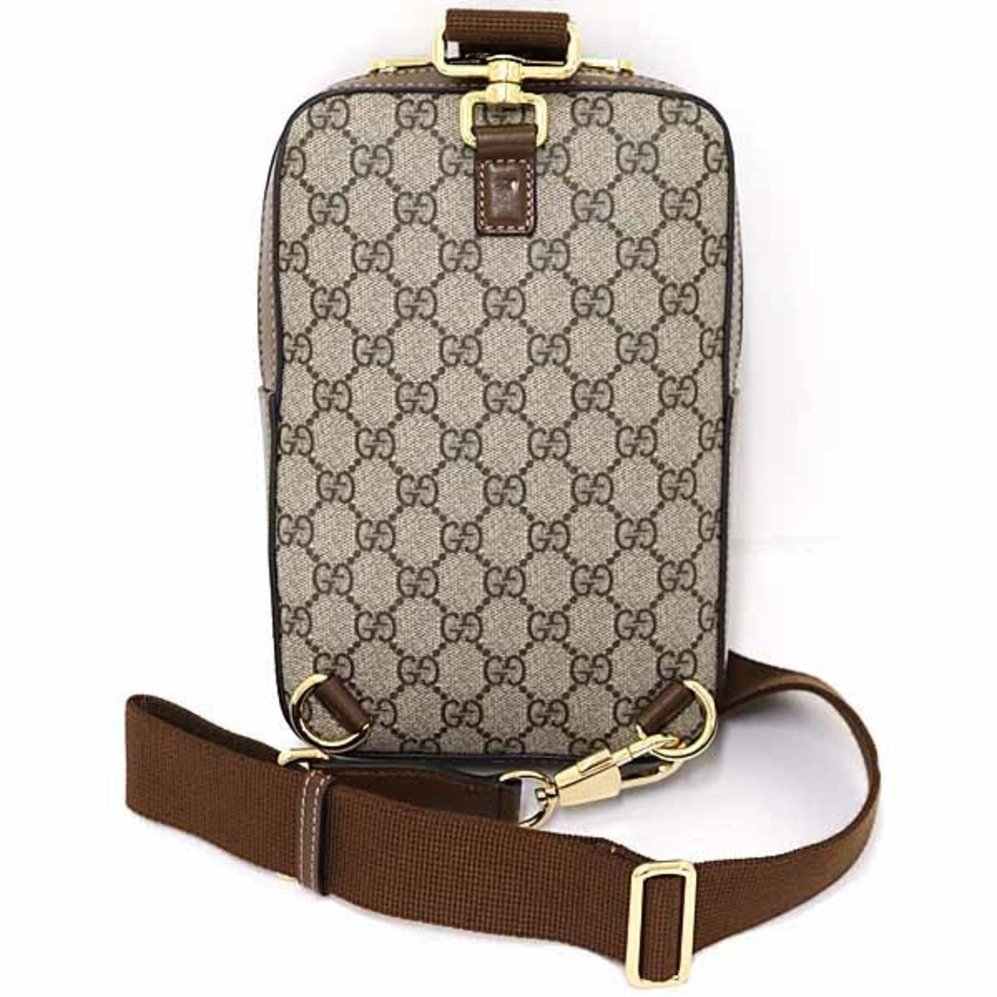 Gucci Beige Brown Gg Supreme Leather Sling Bag